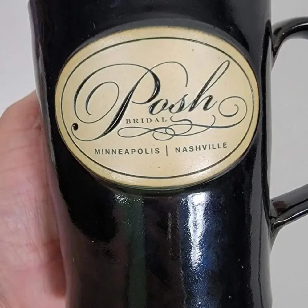Deneen Pottery Posh Bridal Mug 2016 Brown Cream Hand Thrown USA Coffee Cup